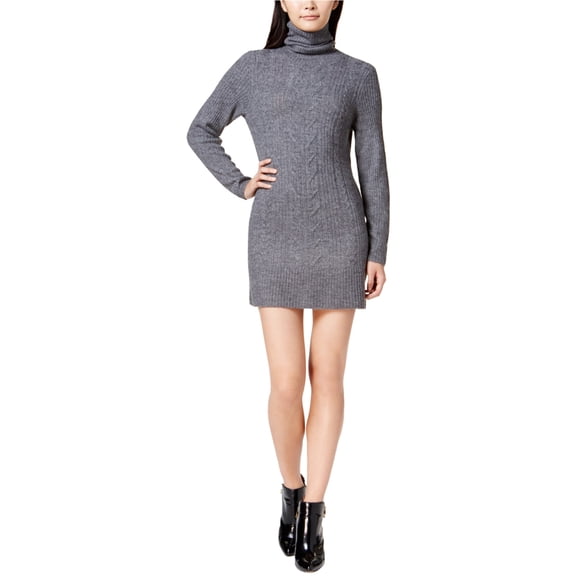 Kensie Womens Cable Sweater Dress, Grey, X-Large