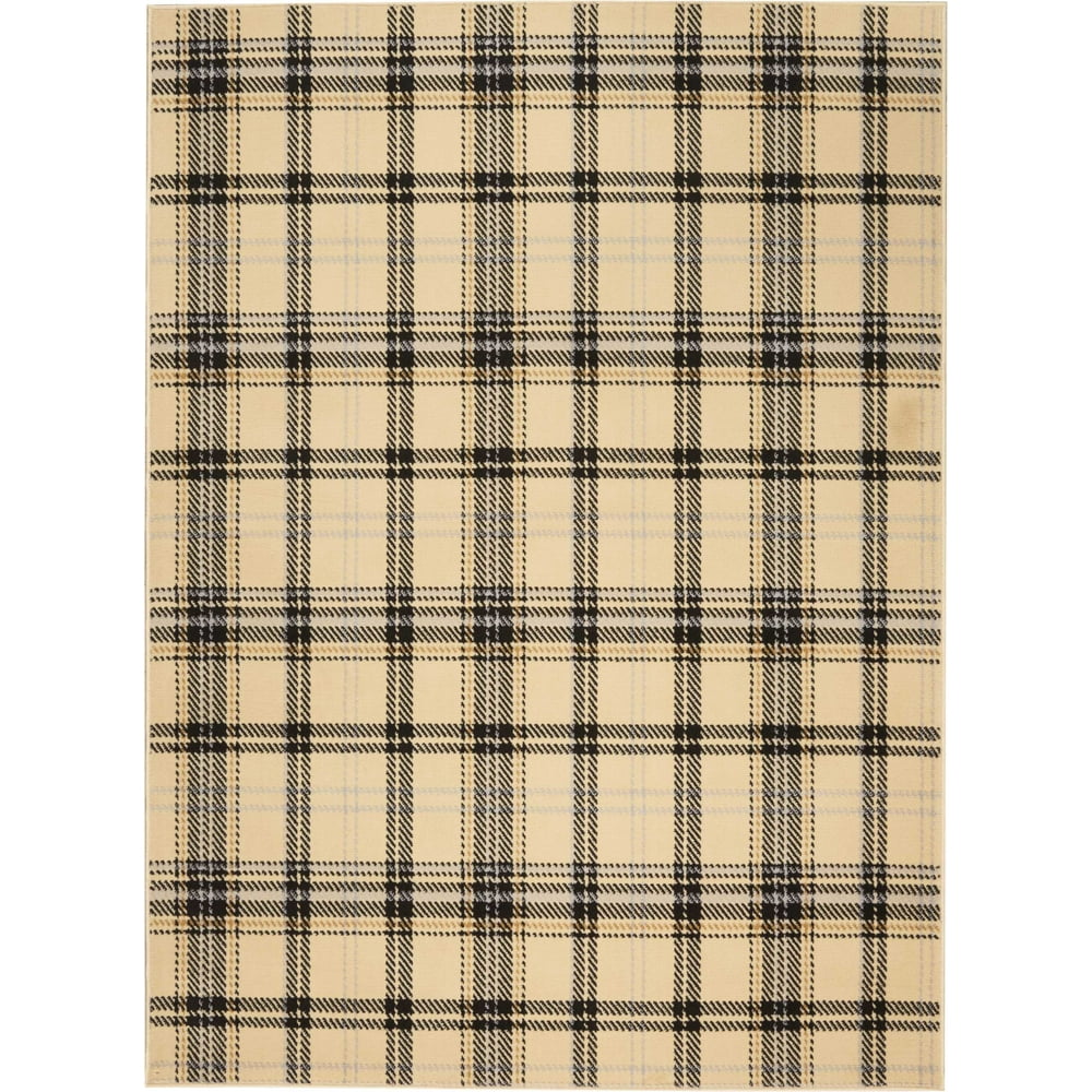 Cream/Black Farmhouse Plaid Area Rug by Pinewood Grove
