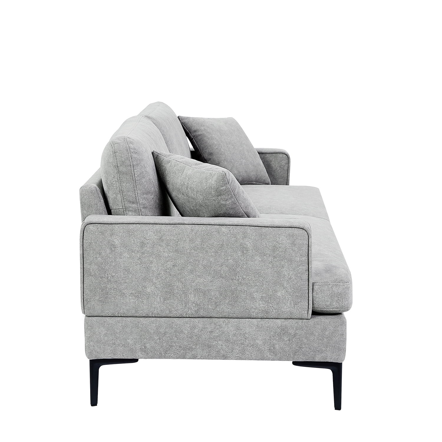 Kadyn Upholstered Modern Loveseat Sofa, Couches with Metal Legs and 2 Pillows, Sofa Couches for Small Spaces, Gray