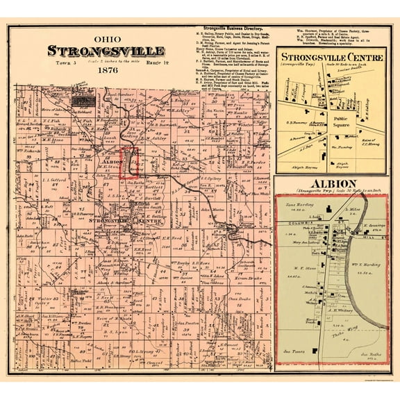 Historic City Map - Strongsville Ohio - Titus 1876 - 25.25 x 23 - Vintage Wall Art