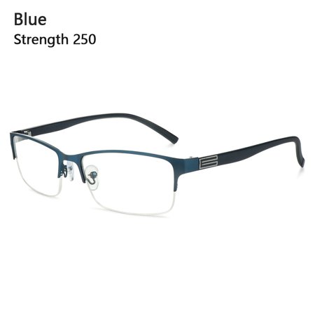 Men Eye Protection Metal Portable Reading Glasses Business Eyeglasses Ultra Light Frame Myopia Glasses BLUE STRENGTH 250