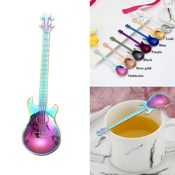 Guitar Spoons Coffee Teaspoon,Musical Tea Spoons Kitchen Gifts for Men, Stainless Steel Cute Teaspoon for Christmas Birthday