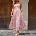 thumbnail image 2 of SMihono Women's Striped Tie Shoulder Spaghetti Strap Fringe Ruffle Hem Cami Dress A-Line Swing Sexy Tiered Beach Dress Pink L, 2 of 7