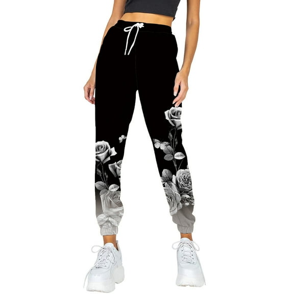 Fshinging Womens Pants Sweat Waisted Athletic Joggers With Pockets Comfy High Workout Plus Size Trousers