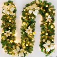 thumbnail image 3 of Kearding Guirnalda Artificial de árbol de Navidad de ratán de Navidad de 2,7 m, guirnalda decorativa para pasillo de escalera de casa interior Kits de decoración para fiestas Oro, 3 of 5