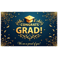 thumbnail image 1 of Graduation Celebration Backdrop Congratulation Banner Graduation Cap Diploma Stars for Party Supplies Photography Props Decors, 1 of 4