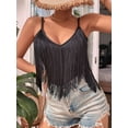 thumbnail image 5 of Womens Western Cowgirl Top - Country Concert Outfits Festival Tassel Hem Boho Camisole Rave Tank Shirt Black L, 5 of 8