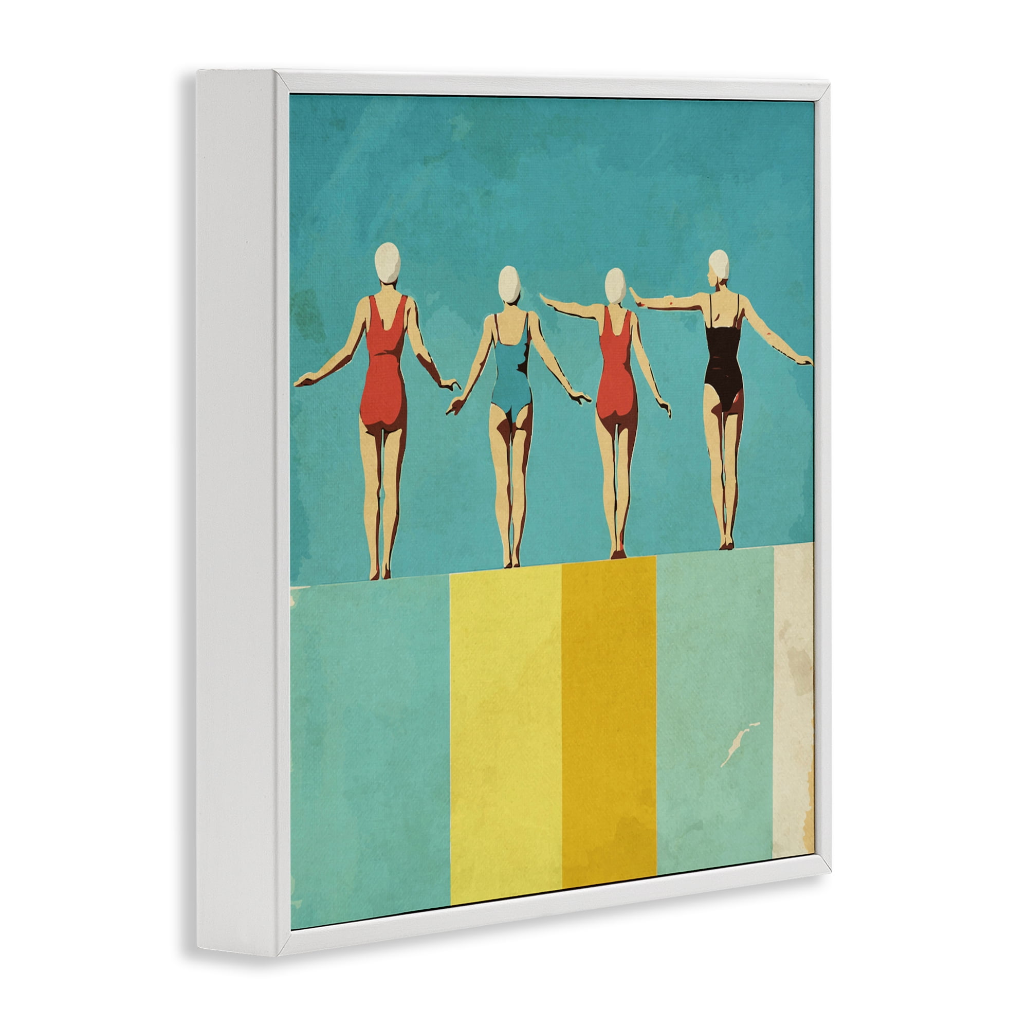Stupell Industries Four Figures on the Pool White Framed Giclee Art, design by Layla Oz