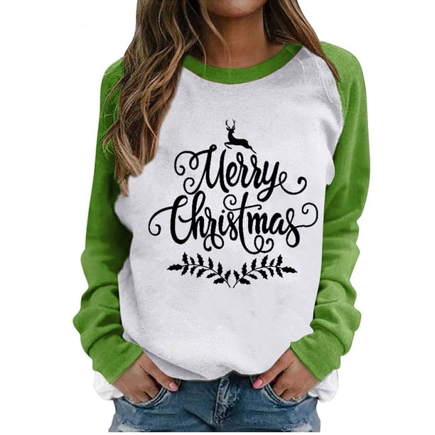 Moda mujer estampado o-cuello pulóver Tops manga larga cómoda blusa sudadera Fridja FKASFK890