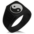 thumbnail image 1 of Stainless Steel Yin Yang Needle Stripe Pattern Biker Style Polished Ring, 1 of 1