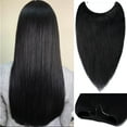 thumbnail image 2 of SEGO Wire in Human Hair Extensions Hidden Hair Extensions with Invisible Band Translucent Fish Line Hairpiece without Clip, 2 of 8