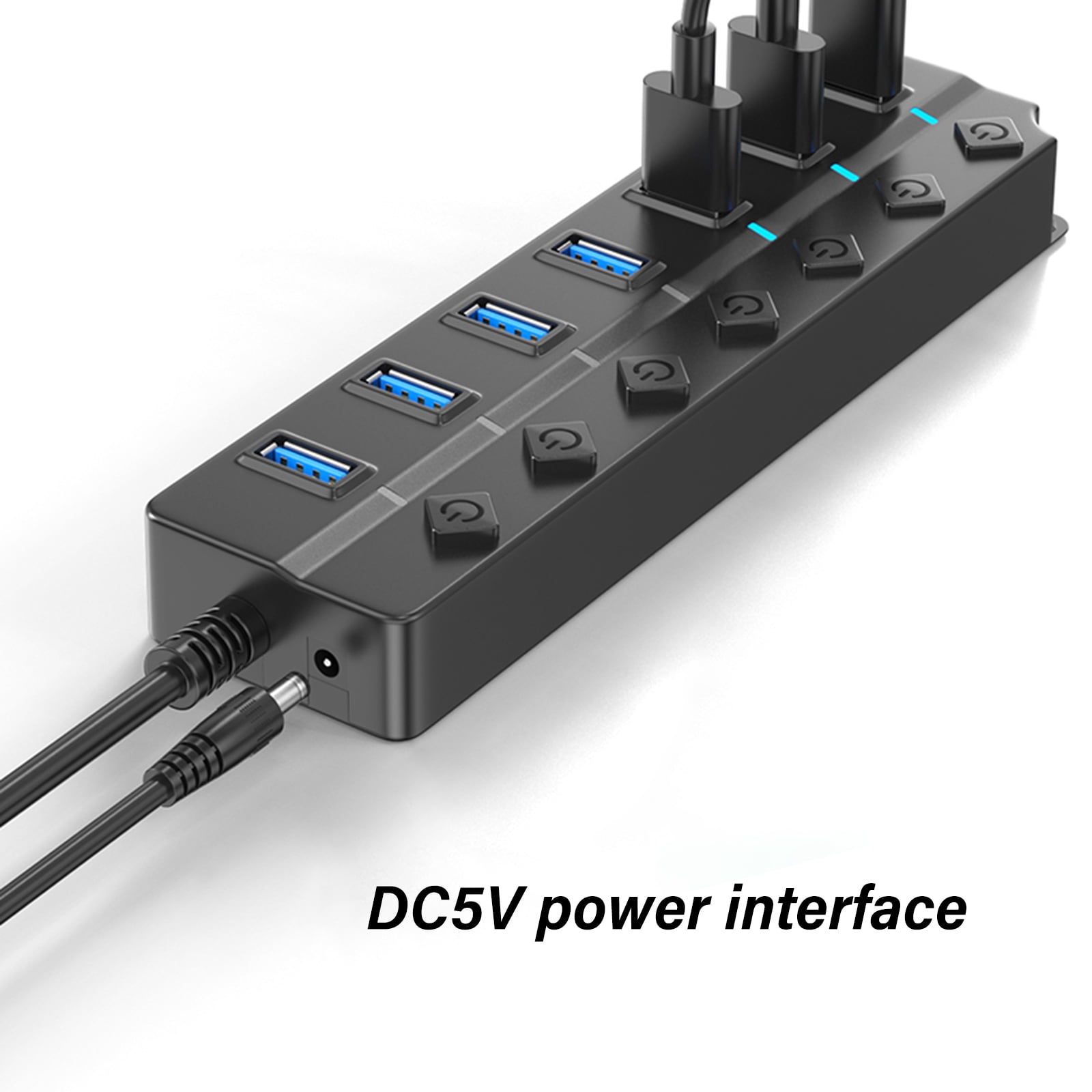 Highly Speed 7/4 Port USB 2.0 Hubs USB Splitter Individual Power Switches LED Indicators For Laptop MultiSplitter