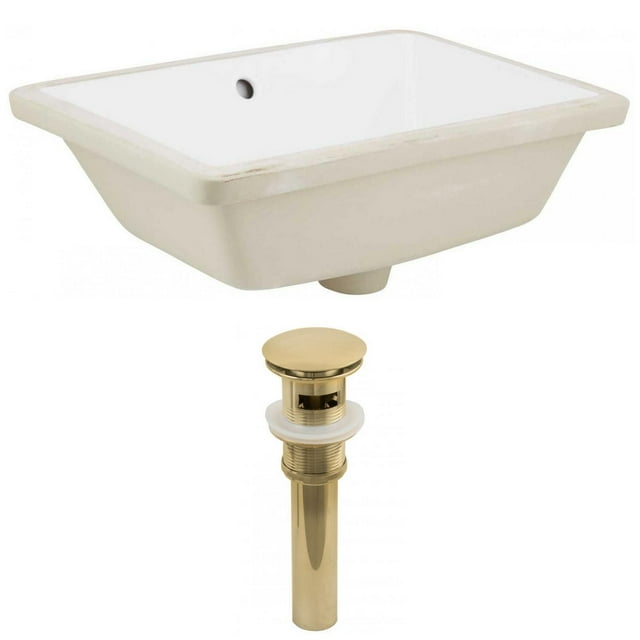 18.25-in. W Rectangle Bathroom Undermount Sink Set In White - Gold Hardware - Overflow Drain Incl. AI-24794