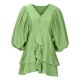 thumbnail image 4 of Vestido de volantes con mangas abullonadas de tres cuartos y cuello en V a la moda de verano para mujer Fridja  bnh4052, 4 of 8