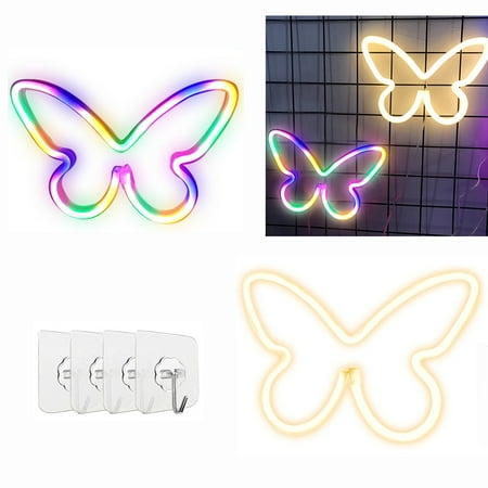 

EIMELI 2 Pcs Christmas Butterfly Neon Signs Butterfly LED Light 3-AA Battery Powered USB Operated Wall Neon Light Decor Butterfly Neon Wall Art for Xmas Birthday Wedding Outdoor (Warm White Colorful)
