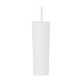 thumbnail image 1 of Billuyoard Botella de agua de 16OZ, vaso de paja esmerilado de plástico de 2 capas, bebida portátil, taza de té de la leche, soporte para café y jugo Mostrada Blanco 21 cm x 7.2 cm Billuyoard HA007950-01B, 1 of 6