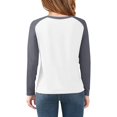 thumbnail image 5 of YunPes Girls Cotton T-Shirt Contrast Raglan Long Sleeve Crewenck Tops Youth Casual Versatile Baseball Tees 3-13 Years, 5 of 7