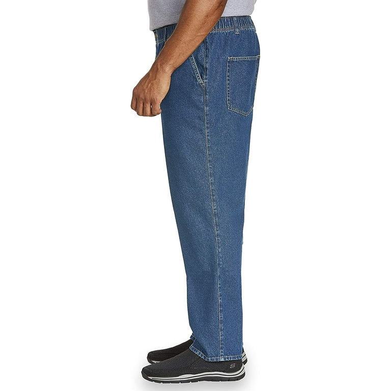 Harbor Bay by DXL Big and Tall Men's Full-Elastic Waist Jeans, Dark  Stonewash, 2X Waist/28 Inseam, Casual 