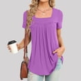 thumbnail image 2 of Cathalem Oversized T Shirts Women Casual Slim Fit Ribbed Knit Basic Tee Shirt,Purple L, 2 of 5