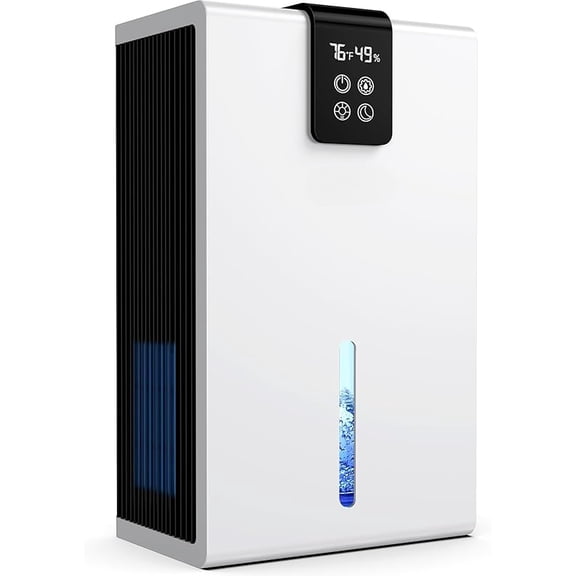 Dehumidifier, Dehumidifiers for Home, 98 OZ Water Tank (1000 sq.ft) Quiet dehumidifiers for Basement Bedroom Bathroom with Auto Shut Off, Humidity monitoring, 7 Colors LED Light(White)