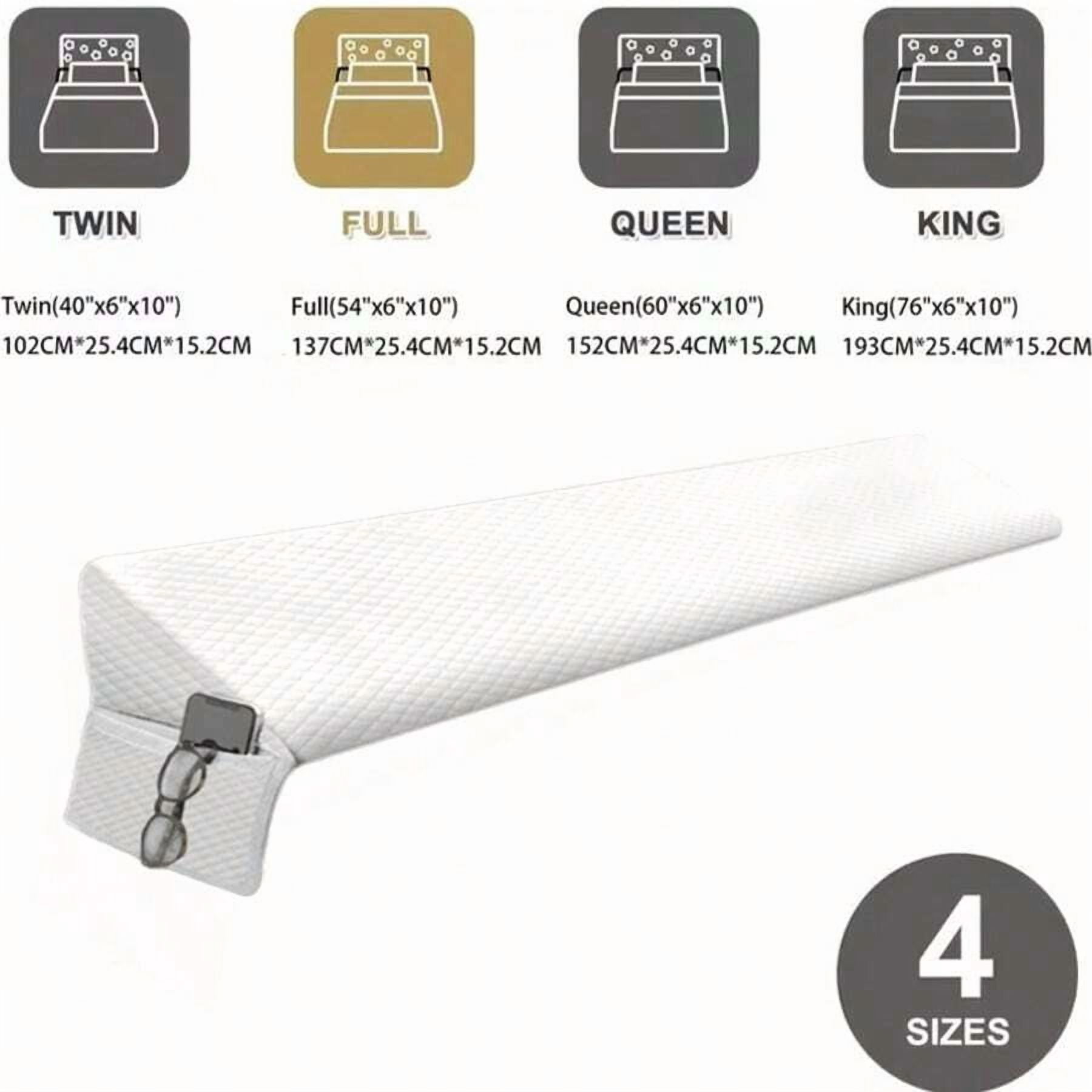 1 Piece Queen Size Bed Wedge Pillow - Foldable -Filled Adjustable Mattress Wedge (0-7" Height) | Gap Filler & Headboard Cushion, Gray Bed Wedge For Queen Beds, Spinal Alignment Aid, Fits Single/