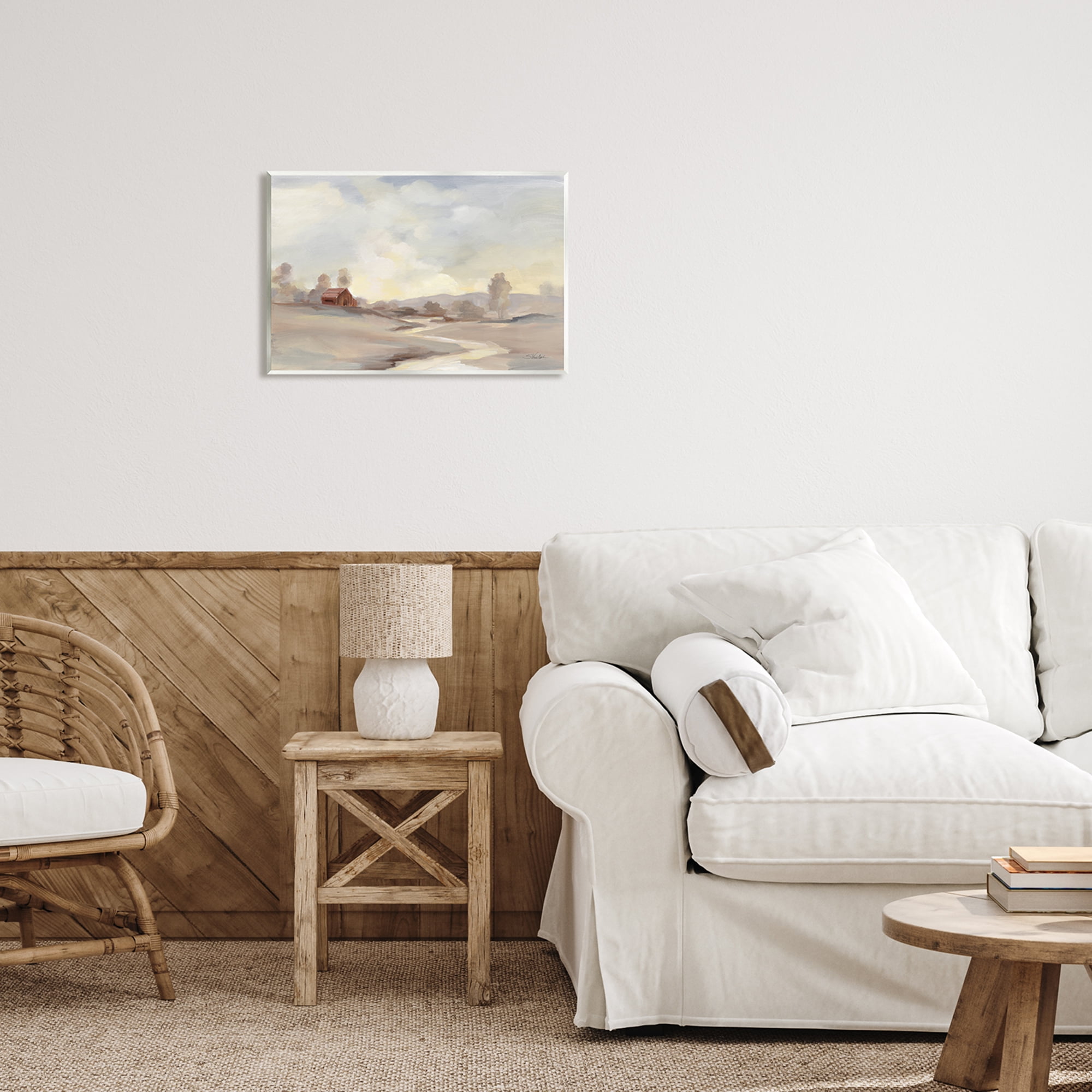 Stupell Industries Abstract Cabin Landscape Nature Painting Unframed Art Print Wall Art, 19 x 13