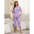 thumbnail image 5 of MINTREUS Women's Pajama Set Three-Quarter Sleeve Pajama Top and Pants Two-Piece Set Summer Loungewear, 5 of 7