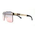 thumbnail image 3 of Elegant Rimless Flat Top Mobster Shield Racer Sunglasses Gold Black Pink, 3 of 4