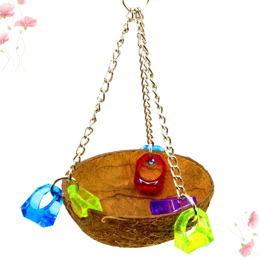 ibasenice Parrot Hanging Nest with Sheltered Feel Coconut Shell Bird House