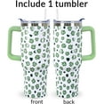 thumbnail image 2 of 40 Oz St Patricks Day Tumbler 3d-Printed Green Irish Shamrocks Tumbler Clover Gifts for Women Men Insulated Travel Cup with Handle Lid and Straw, 2 of 6