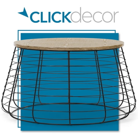 ClickDecor Lydia Matte Black Wireframe Round Coffee Table in Black