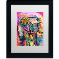 Trademark Fine Art "Elephant" Canvas Art by Dean Russo, White Matte, Black Frame