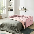 thumbnail image 3 of Lunale 4-in-1 Convertible Futon Sofa Bed, Pull Out Couch Beds Loveseat Sleeper, Pink Velvet, 3 of 12