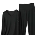 thumbnail image 4 of ylioge Womens Plus Size Pajama Sets M-5X 2 Piece Long Sleeve Tops and Pants Loungewear Outfits Casual Solid Color Soft-Modal Homewear Pajamas Set, 4 of 5