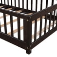 thumbnail image 6 of Twin Size Floor Bed with Safety Fence and Revolving Door, Modern Pine Wood Low Bed Frame with Plywood Slats, Multifunctional Leisure Daybed Frame with Armrest for Living Room, Bedroom, Espresso, 6 of 9