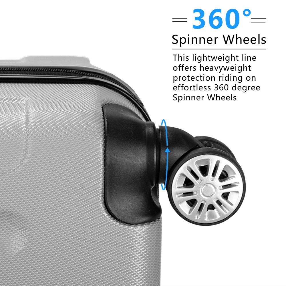 Ktaxon Luggage 3 Piece Sets, ABS Hardside Lightweight Suitcase with TSA Lock Spinner Wheels, 20in 24in 28in, Gray