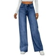 thumbnail image 2 of Wutalume High Waisted Jeans for Women Vintage Washed Straight Leg, Versatile Denim Pants for Casual Chic & Everyday Outfits,Dark Blue 2XL, 2 of 7