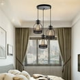 thumbnail image 4 of 3-Lights Rustic Pendant Light, Industrial Pendant Lighting, Licperron Edison Metal Caged Vintage Hanging Pendant Fixture for Kitchen Dining Room Bar Hotel, E27 Base(3-Head Round Plate), 4 of 5