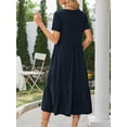 thumbnail image 3 of Fancyglim Women Summer Dress Short Sleeve Crewneck Dresses with Pockets Navy S, 3 of 4