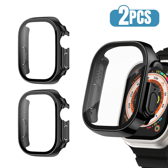 2pack BLUUMTEK Case Black for Apple Watch Ultra 3 (49mm), Built-in Tempered Glass Screen Protector