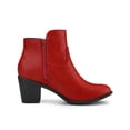 thumbnail image 3 of BLISSFUL STEP Women' Shoes Round Toe Stacked Block Heel Zipper Ankle Boots Red 6.5, 3 of 7