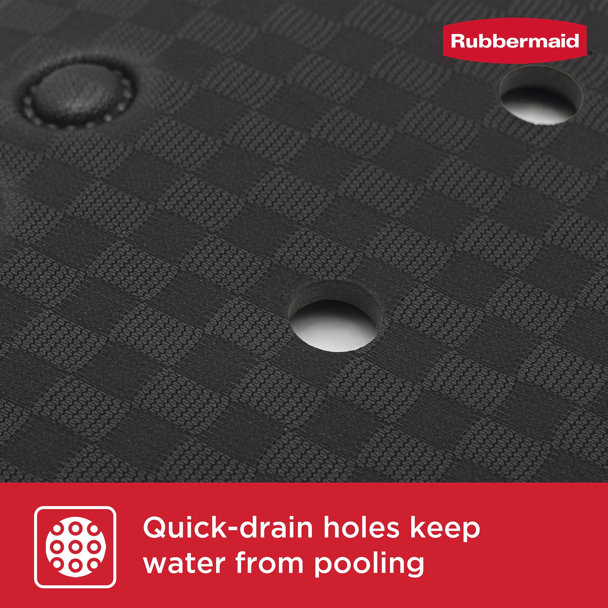 Rubbermaid Soft Foam Tub Mat, Non-Slip Bath Mat with Quick-Drain Holes, BPA-Free TPE, 35.88" x 17", Black