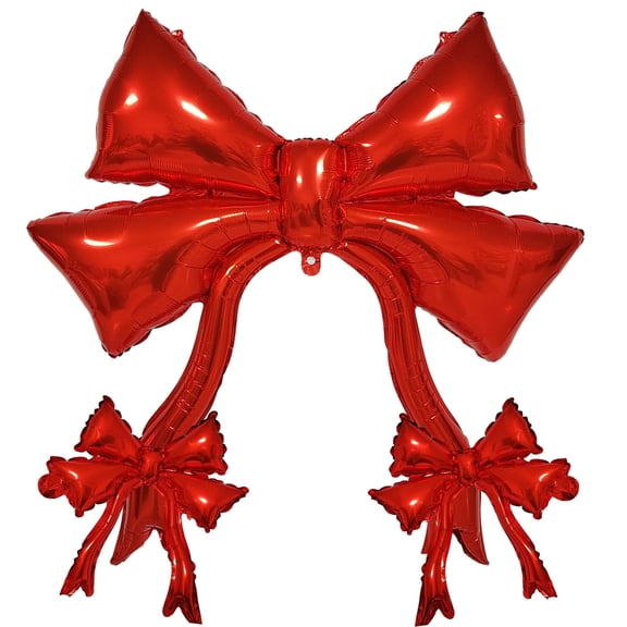CYMYLAR Giant Red Bow Balloon - Large Metallic Foil Balloon Gift Bow for Christmas Decorations, Party Supplies, Holiday Decor