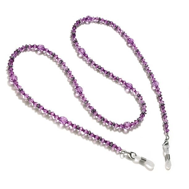 Cadena de gafas de sol con cuentas de acrílico púrpura,Cadena de gafas de sol con cuentas de máscara con correa para gafas de sol
