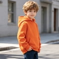 thumbnail image 6 of DJDLJWCJ Big Girls Long Sleeve Hoodie Solid Color Warm Pullover Sweatshirt Stretch Soft Comfy Hooded Sweatshirts Orange Size 2T, 6 of 9