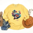 thumbnail image 6 of Turkey Patchwork Print - Women's Garment Dyed Long Sleeve Graphic T-Shirt, 6 of 13