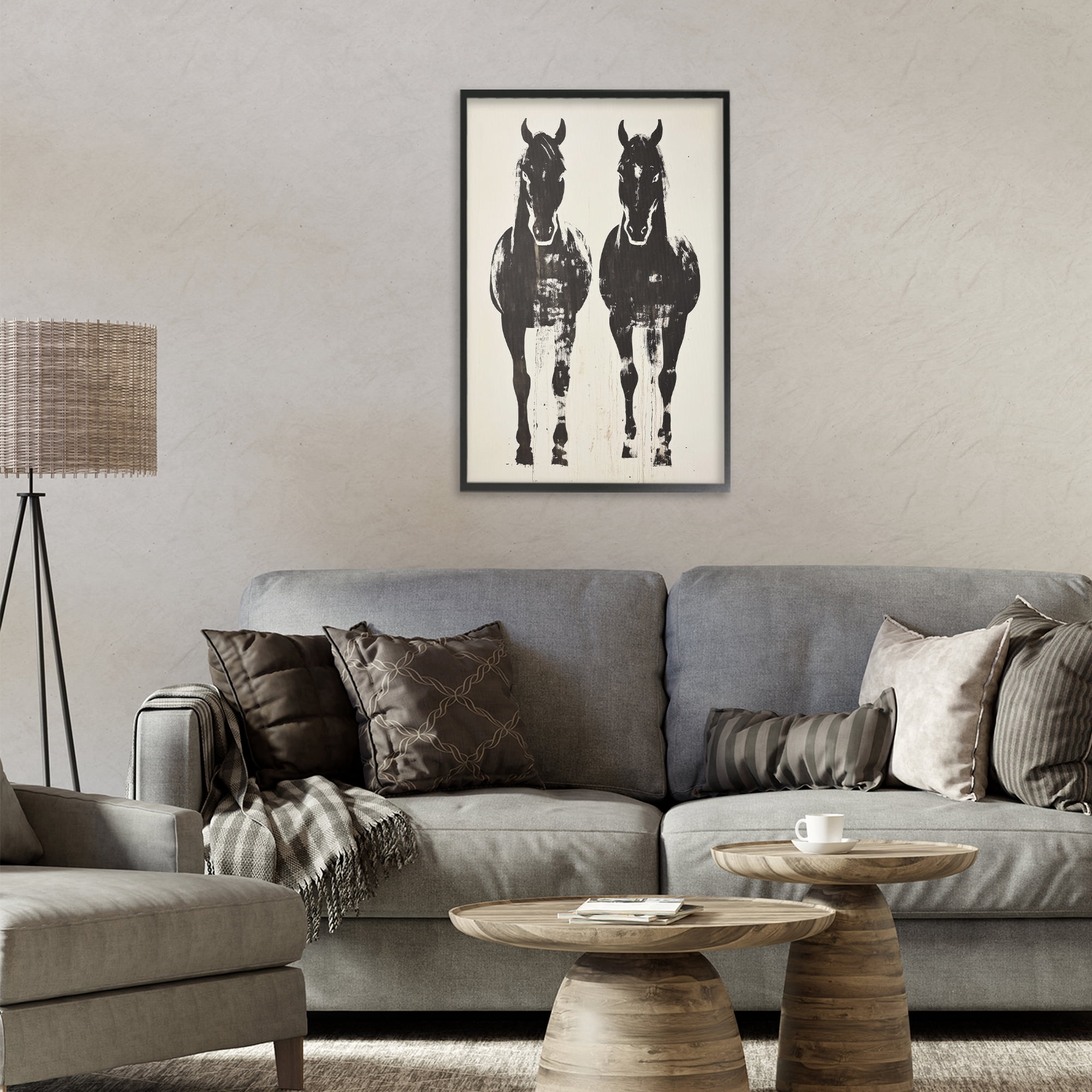 Stupell Industries Silhouetted Horse Couple Black Framed Giclee Art, design by Petal Prints Design