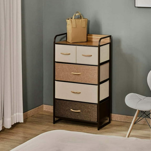 Kadyn Bedroom Dresser, Chest of Drawers,5-Drawer Dresser, 4-Tier Storage Organizer for Bedroom Entryway, Maple Wood
