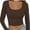 Coffee bean color, variant on Women's Basic Sexy Square Neck Long Sleeve Going Out T Shirt Crop Top
