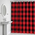 thumbnail image 5 of Red Black Buffalo Plaid Shower Curtain for Bathroom Decor, Square Waterproof Fabric Shower Curtain, 72"x78" Set with 12 Hooks, 5 of 9
